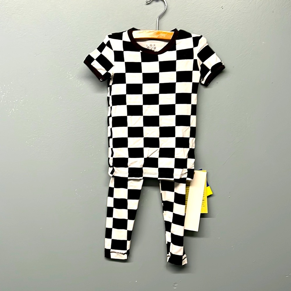 Kickee pants short sleeve set checkered flag or footie